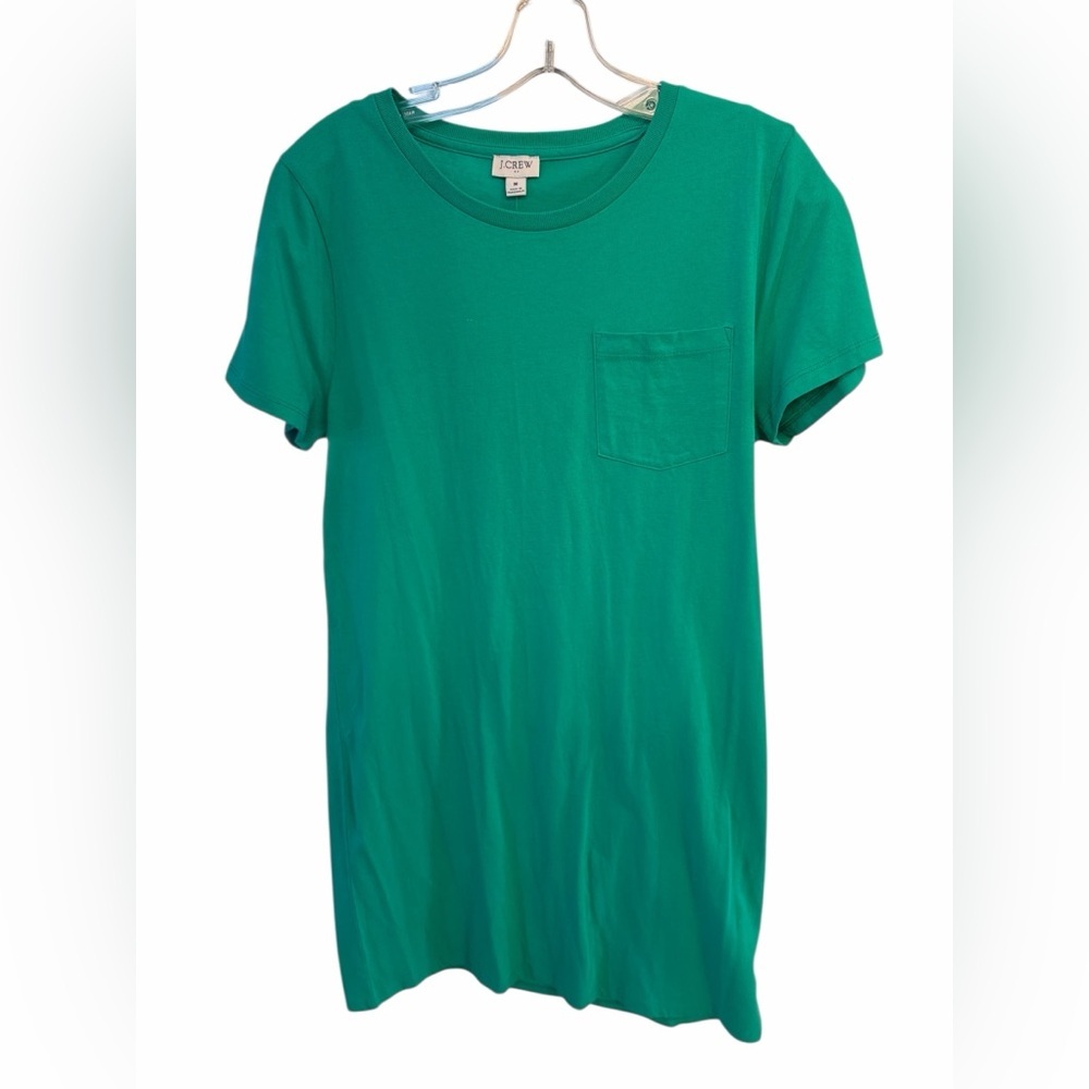 J Crew 100% Cotton T-Shirt Mini Dress Green Size Medium Short Sleeve NWT - Picture 8 of 8